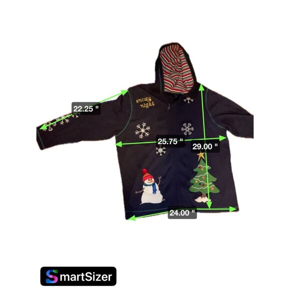 Karen Scott Navy Blue Hooded Winter Holiday Decorated Full Zip Jacket Sz 2X - Picture 6 of 6